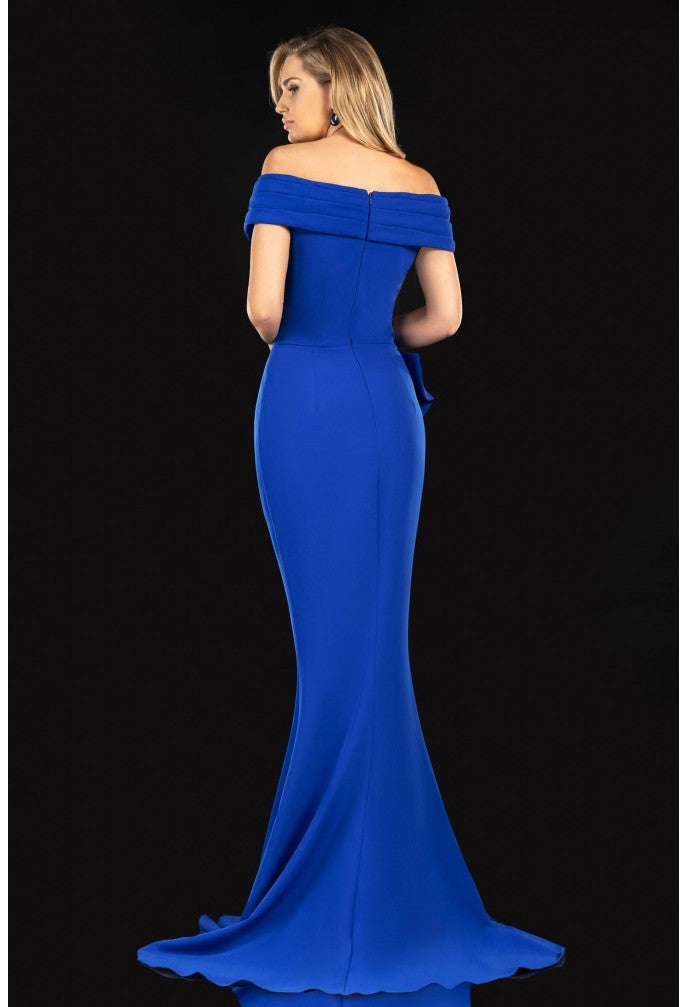 Terani Couture 2021M2986 Plus Size Off-Shoulder Beaded Mother of the Bride Gown – Burgundy (Boutique Exclusive)