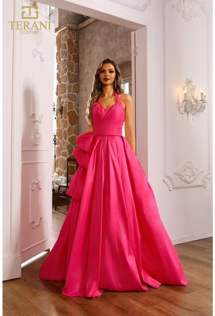 Elegant Halter Neck Ball Gown with High Slit by Terani Couture 251P4058 – Available in Yellow and Pink