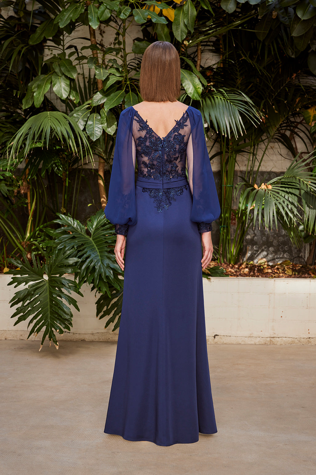 Carla Ruiz 50421: Elegant Maroon and Teal Evening Gown with Lace Embellishments and Sheer Sleeves