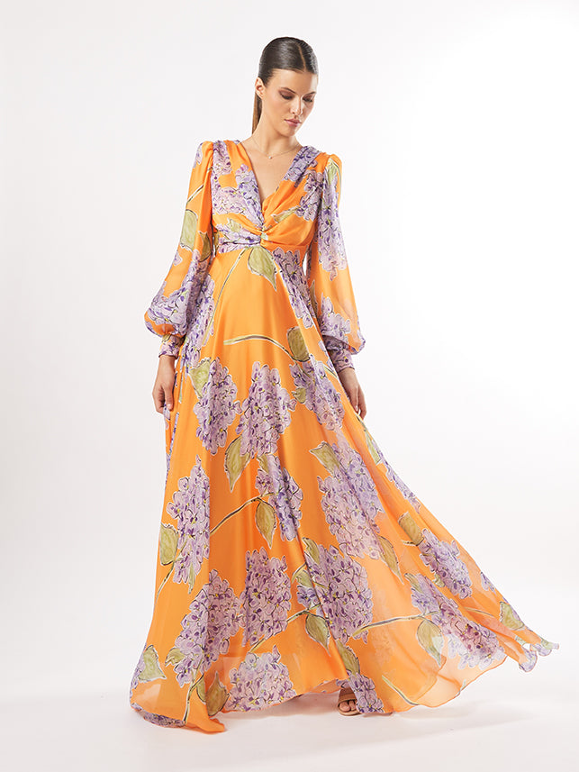 Carla Ruiz 50643: Elegant Long-Sleeve Floral Maxi Dress in Versatile Colors