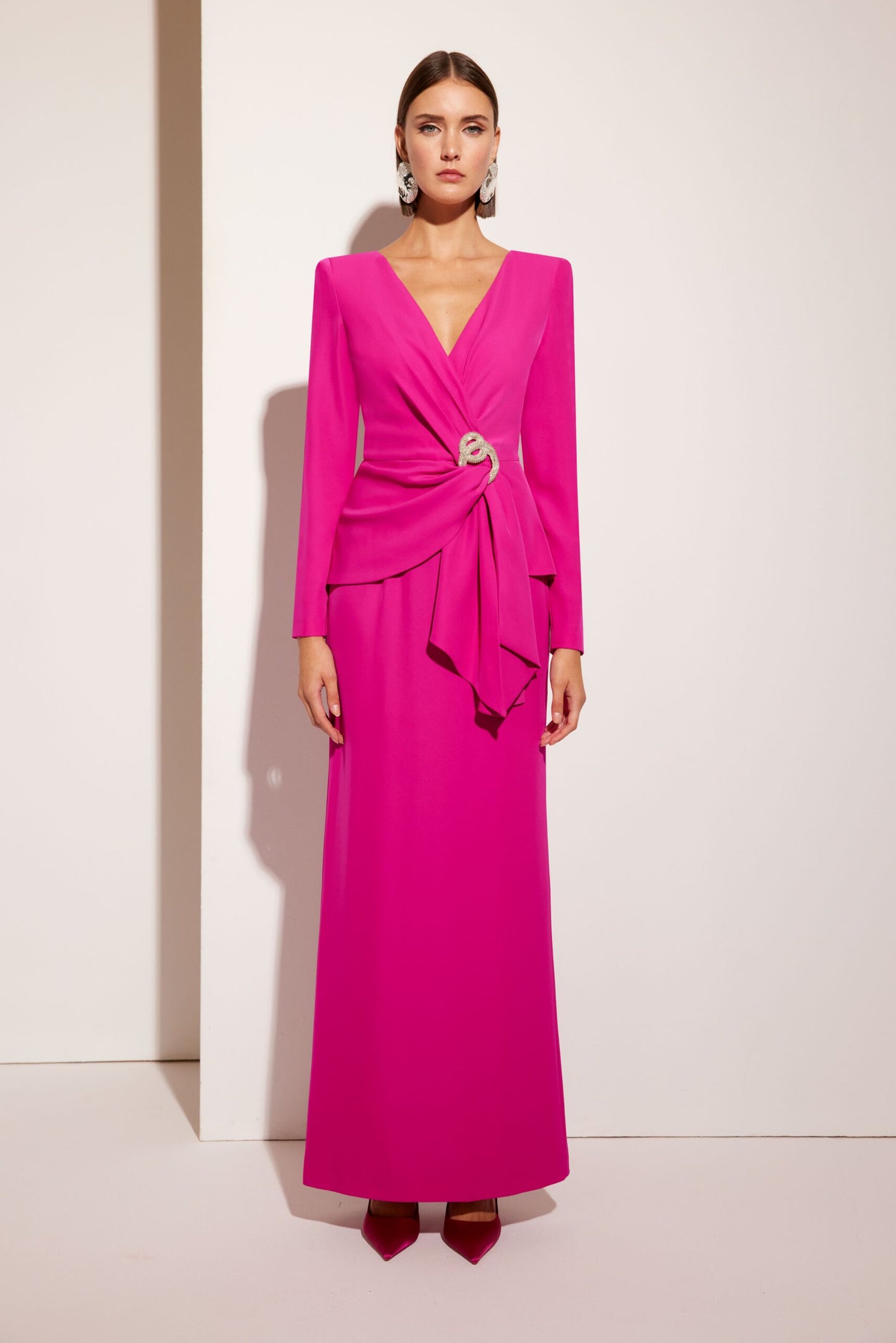 Carla Ruiz 51607 – Luxe Crossed Mother of the Bride Dress with Square Neckline