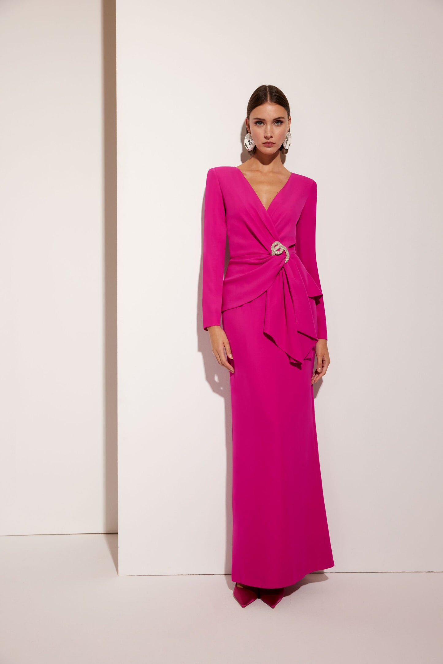 Carla Ruiz 51607 – Luxe Crossed Mother of the Bride Dress with Square Neckline