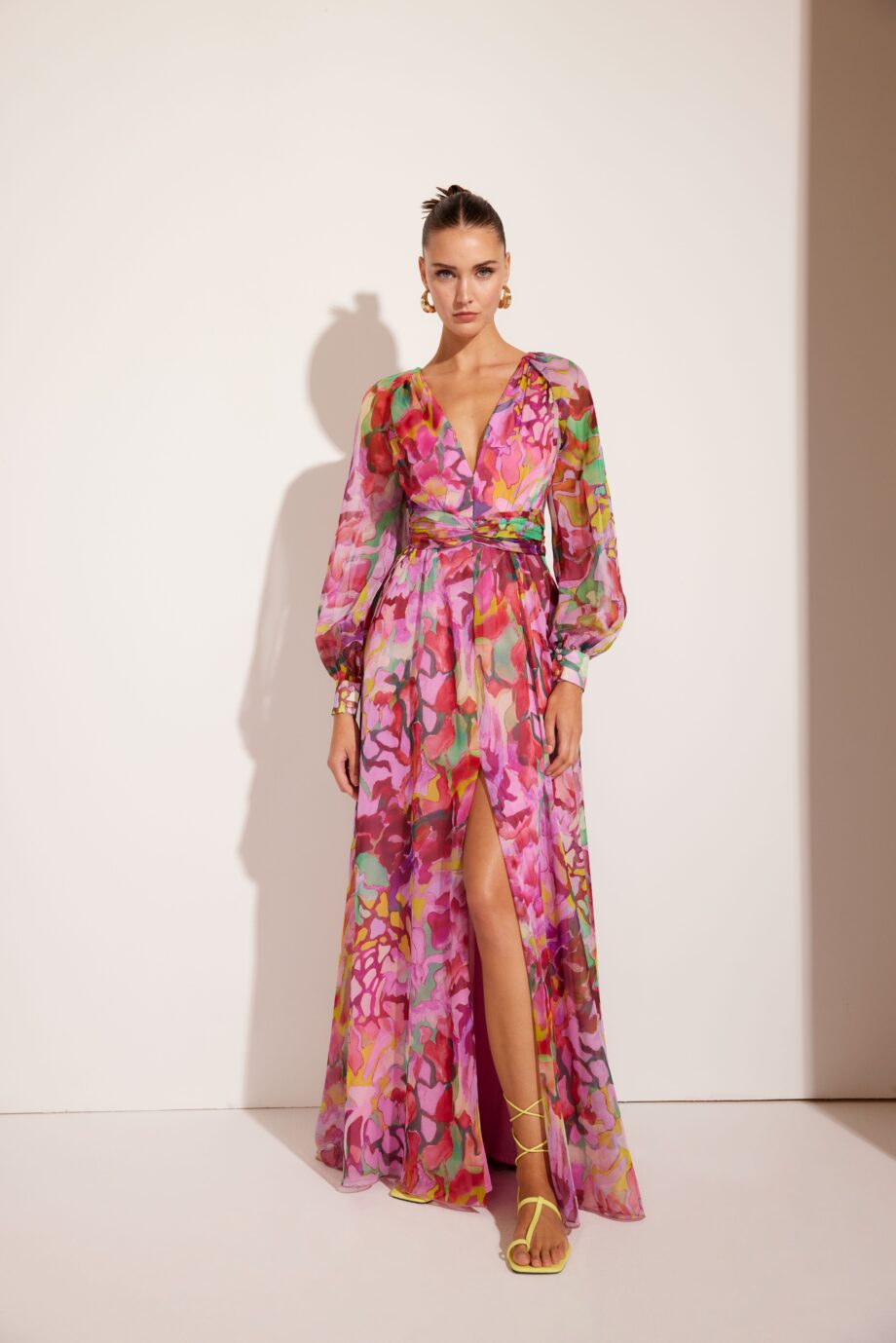 Carla 51662 – Vibrant Floral Chiffon Maxi Dress
