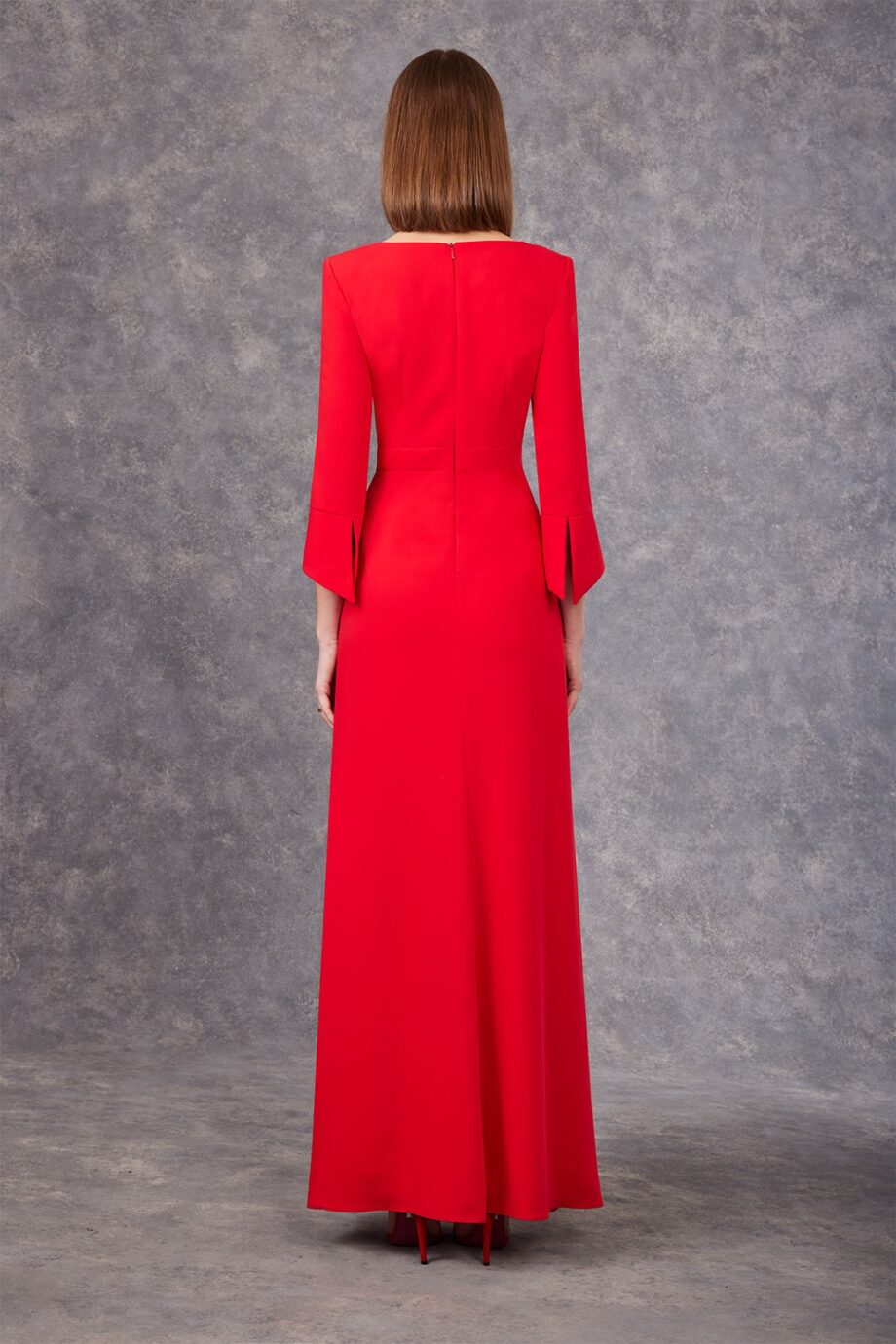 Carla-Ruiz-99596-Pleated-Dress-Embroidered-Body-Timeless-Elegance-Evening-Events-Back-View - Rofial Beauty