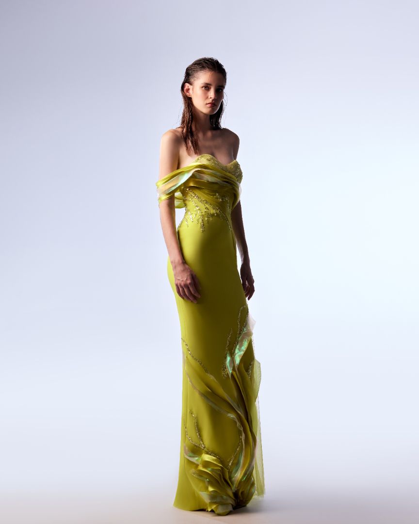 Gaby Charbachy 1721: Citrus Glamour Sheath Gown