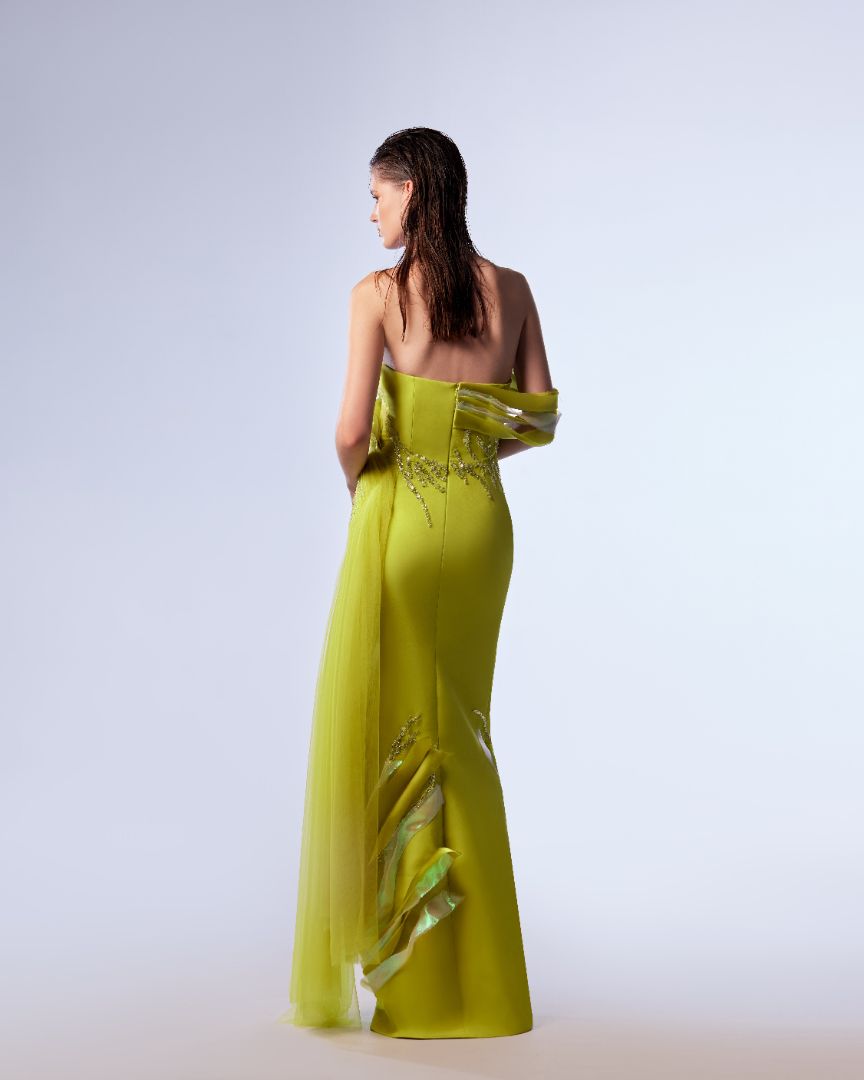 Gaby Charbachy 1721: Citrus Glamour Sheath Gown