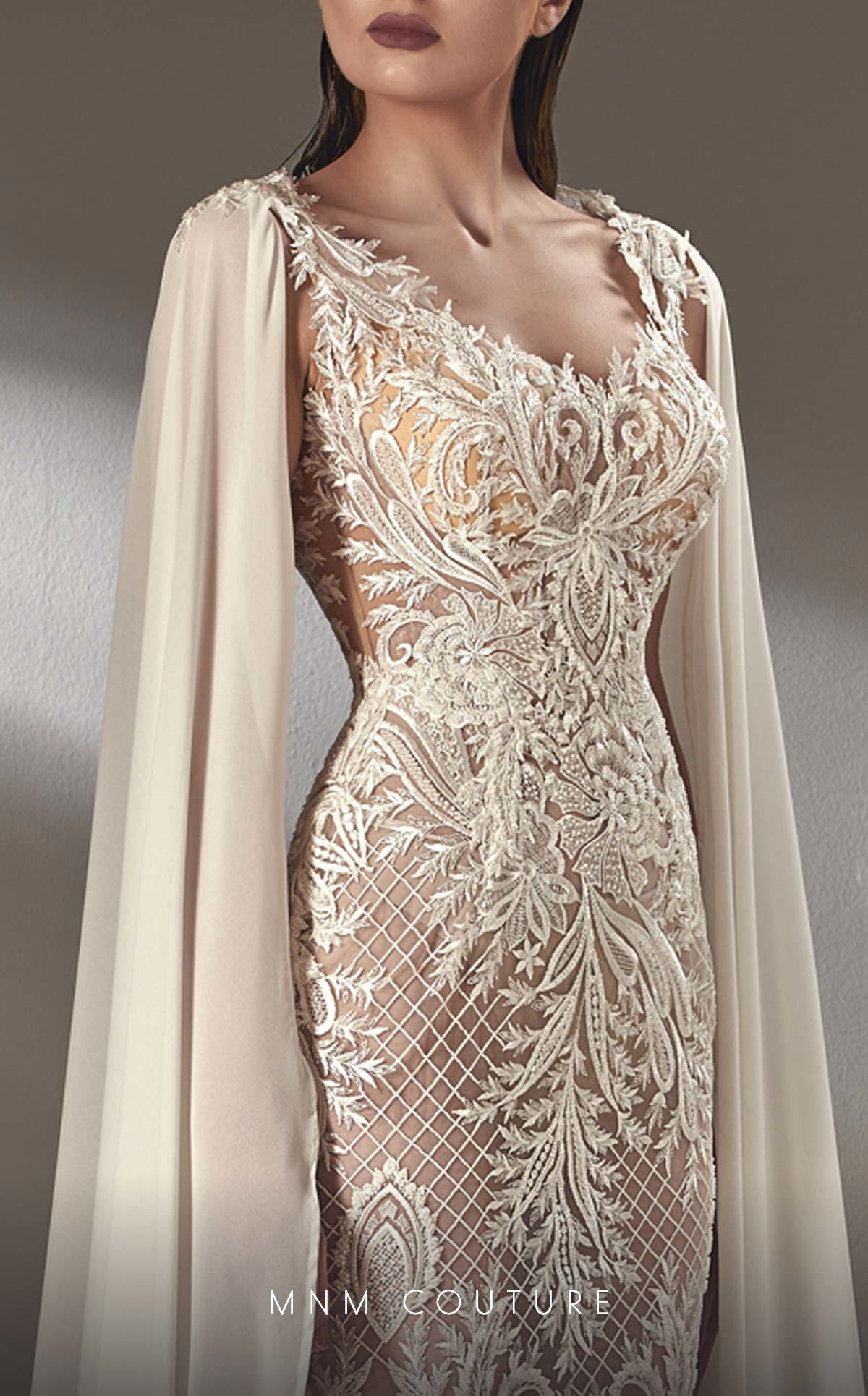 MNM-Couture-K3890-Beaded-Off-Silver-Evening-Gown-Lace-Ethereal-Couture-Look-Detail-View - Rofial Beauty
