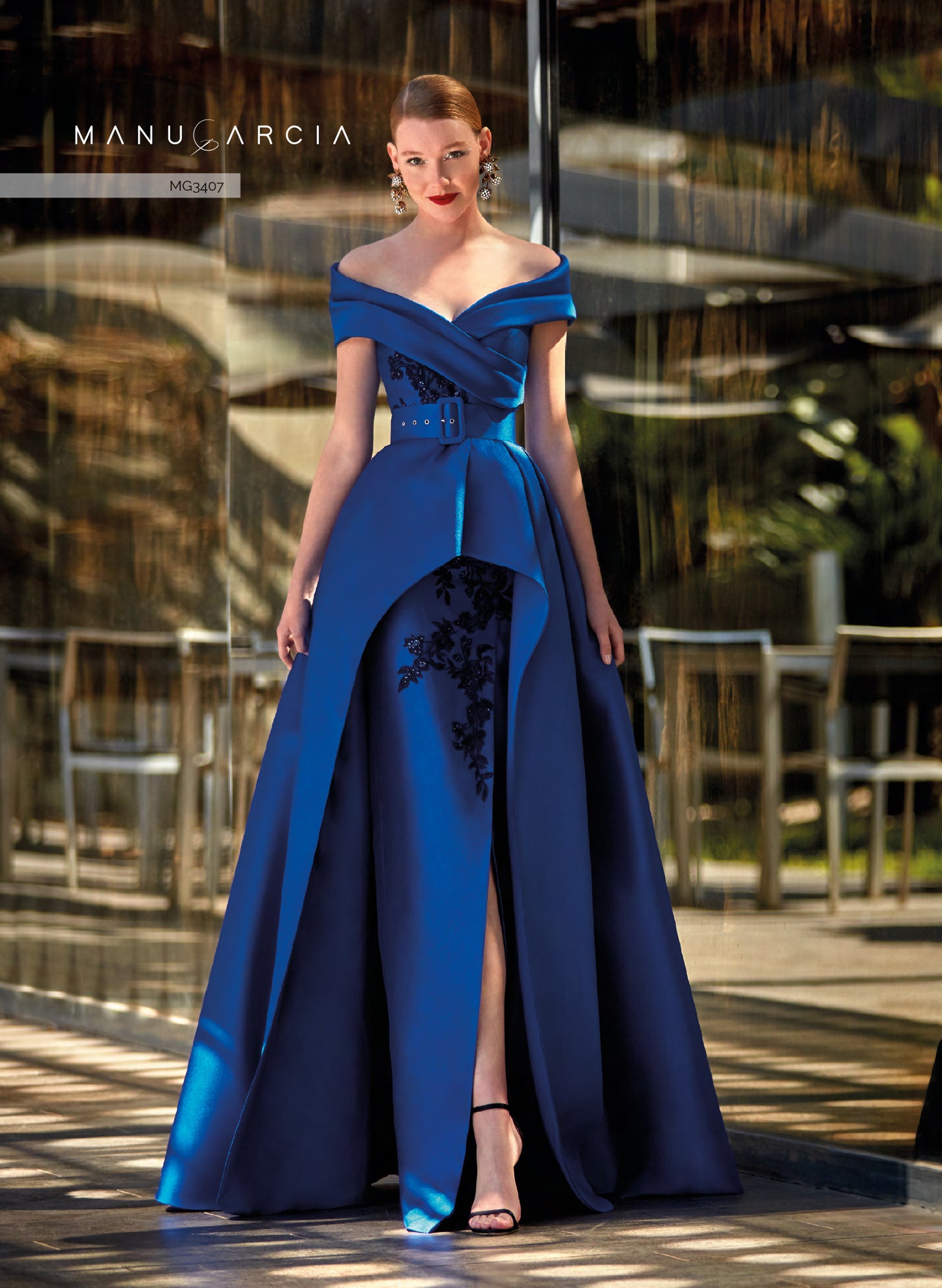 HigarNovias-MG3407-Jacquard-Dress-Simplicity-Meets-Glamour-Spectacular-Celebrations-Front-View - Rofial Beauty
