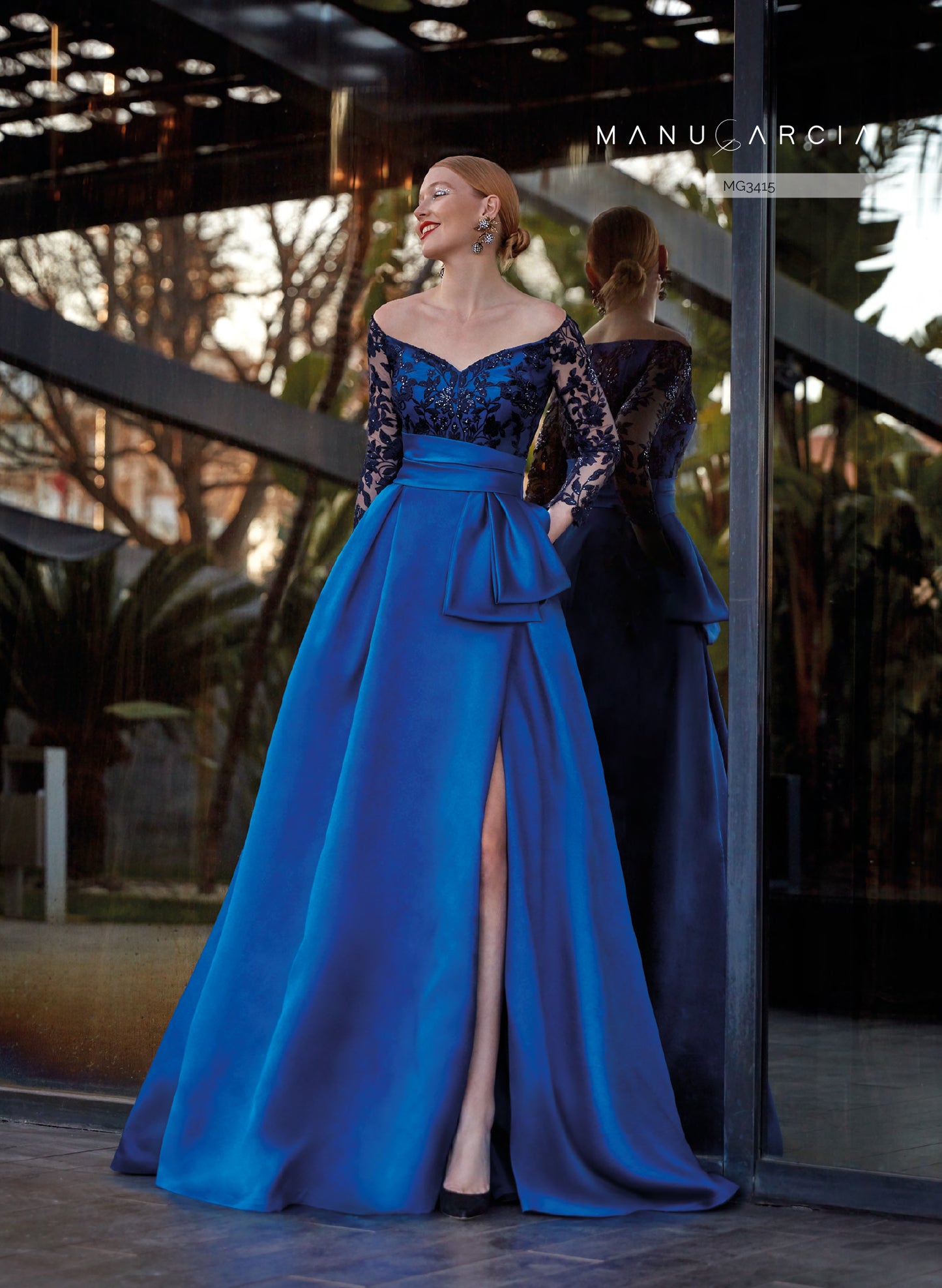 HigarNovias-MG3415-Traditional-Dress-Lace-Sleeves-Ideal-Special-Days-Front-View - Rofial Beauty