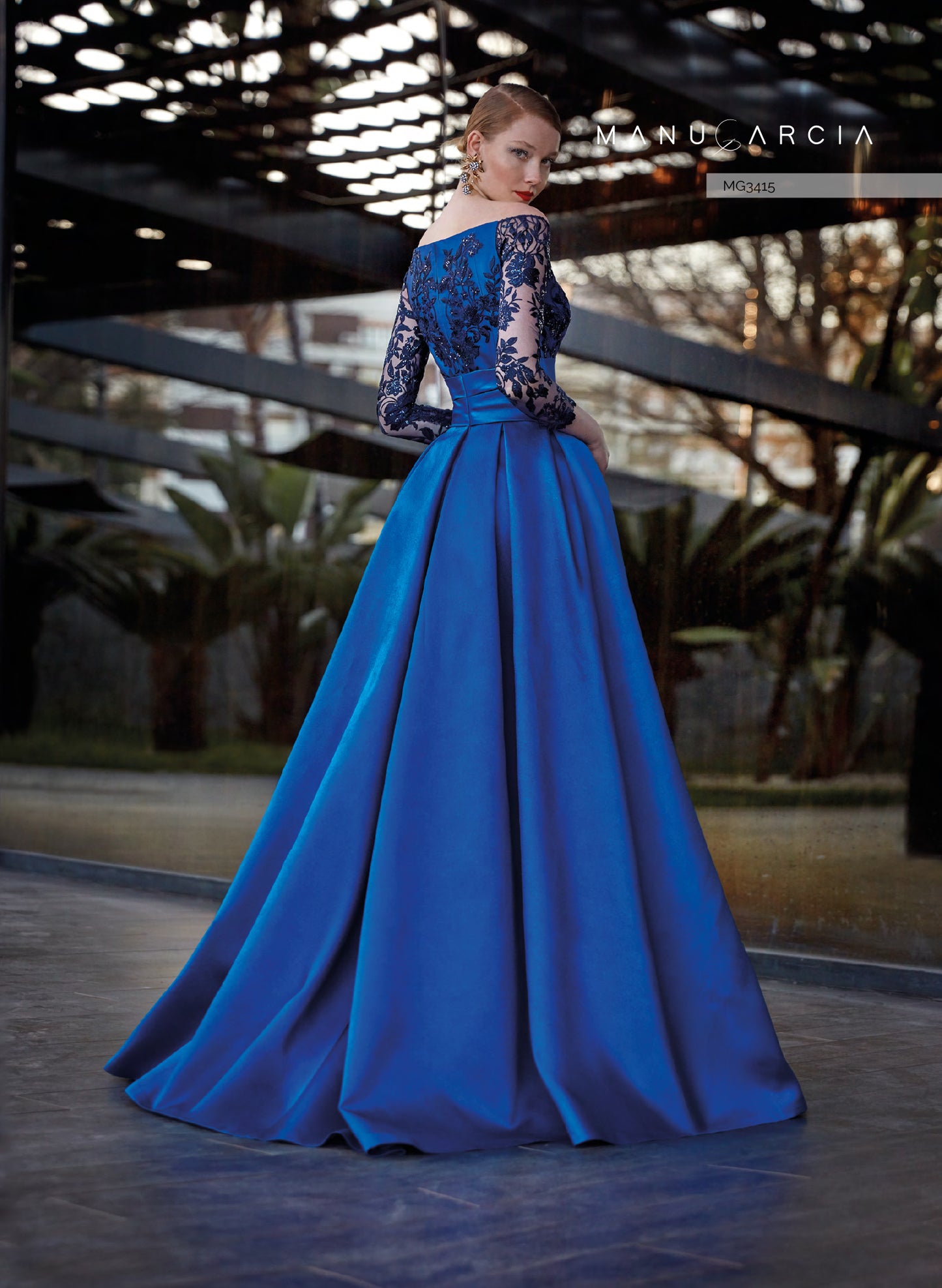 HigarNovias-MG3415-Traditional-Dress-Lace-Sleeves-Ideal-Special-Days-Back-View - Rofial Beauty