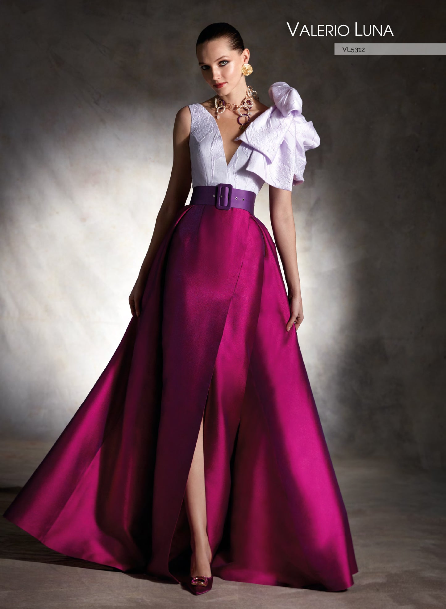 Valentinos-VL5312-Silk-Jacquard-Dress-Feast-Eyes-Touch-Front-View - Rofial Beauty