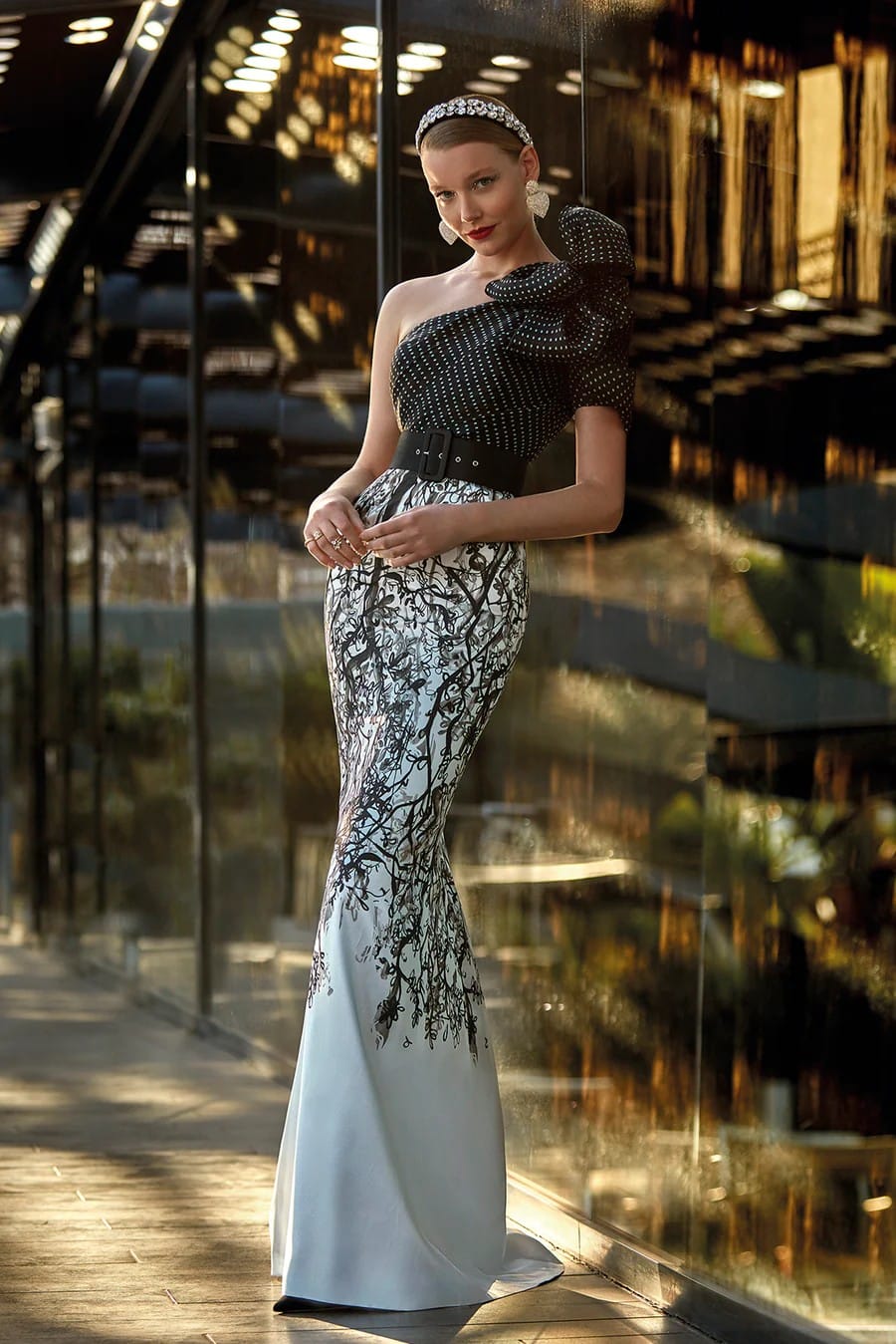 HigarNovias-MG3435-Mermaid-Line-Dress-Sweetness-Charm-Any-Celebration-Printed-Mikado-Skirt - Rofial Beauty