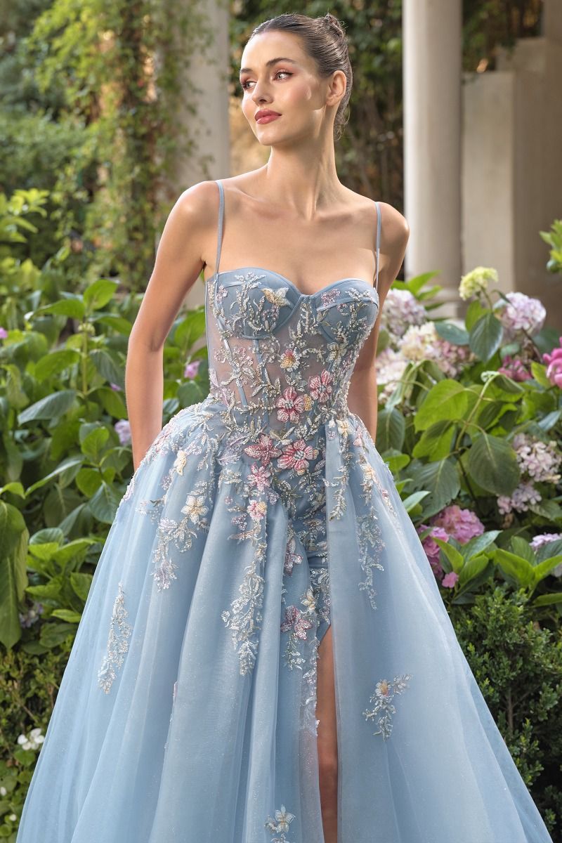 Andrea & Leo A1490 Floral Embroidered Ball Gown with Butterfly Detail
