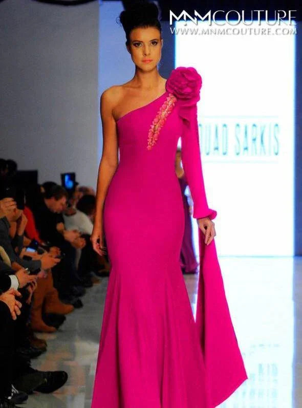 Asymmetrical Pink Mermaid Dress - Rofial Beauty