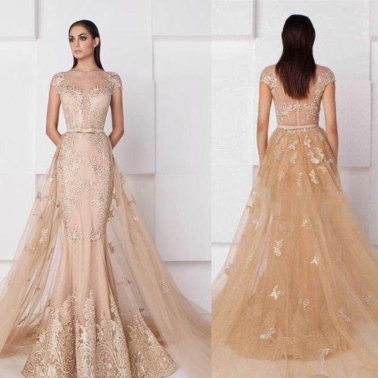 Nude Mermaid Tulle Dress - Rofial Beauty
