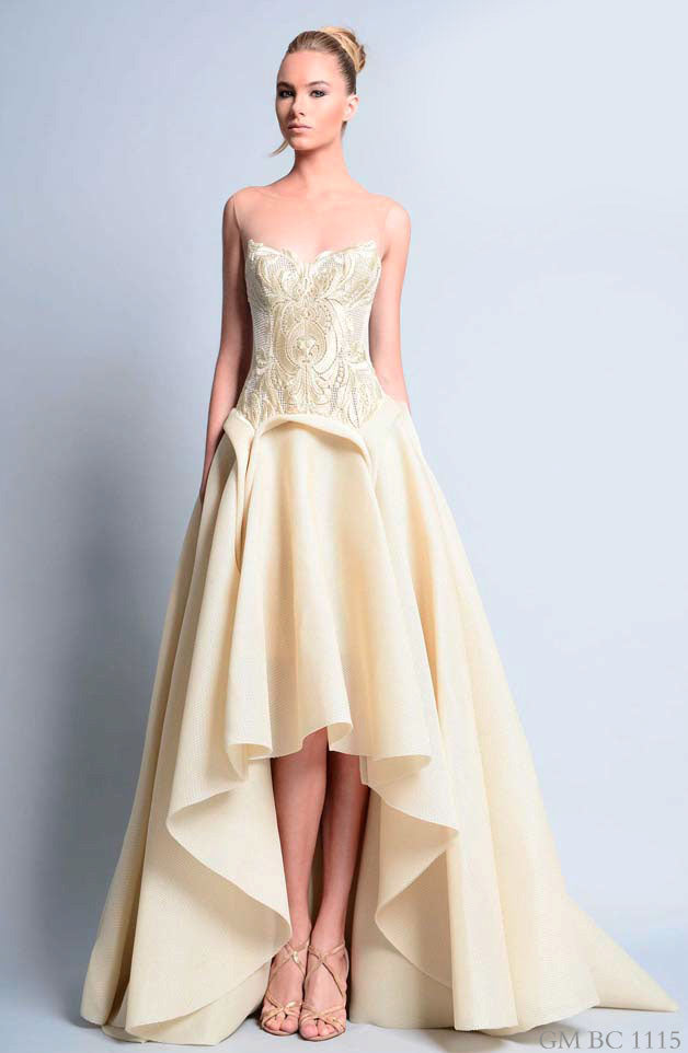 Gemy Maalouf Sleeveless High-Low Gown - Rofial Beauty