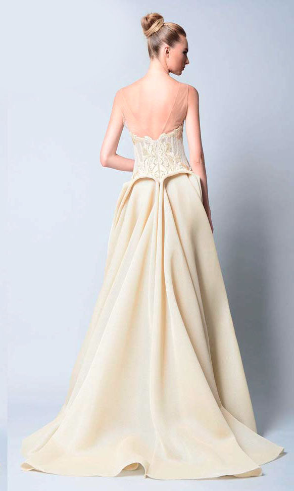 Gemy Maalouf Sleeveless High-Low Gown - Rofial Beauty