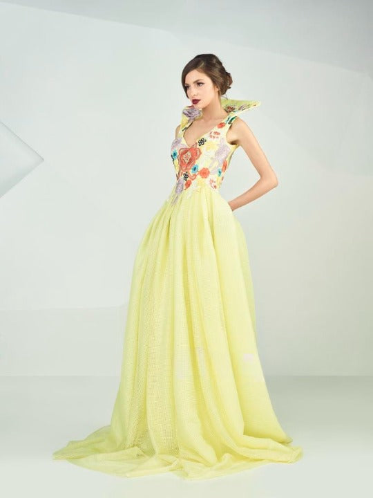 Gaby Charbachy GC 677 Colorful Floral Dress - Rofial Beauty
