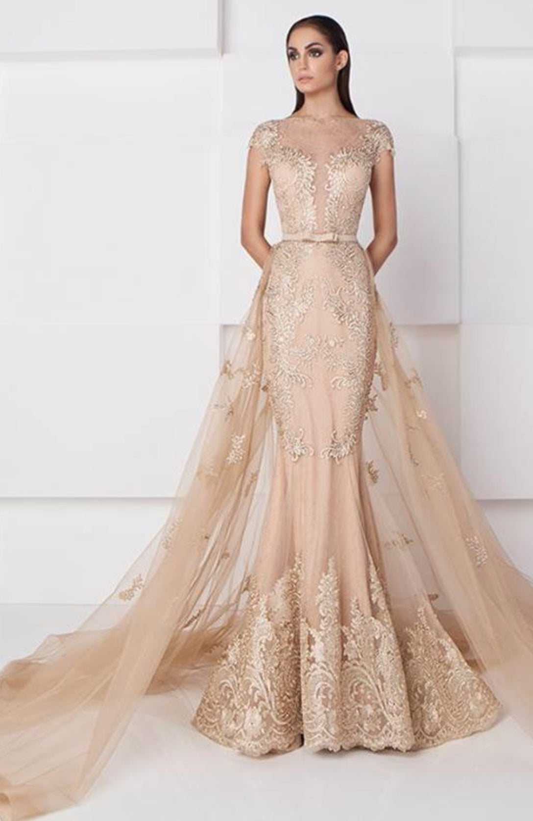 Nude Mermaid Tulle Dress - Rofial Beauty