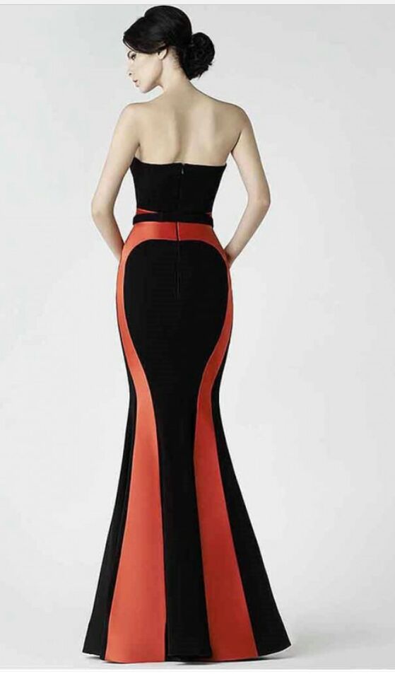 Orange Black Mermaid Dress - Rofial Beauty