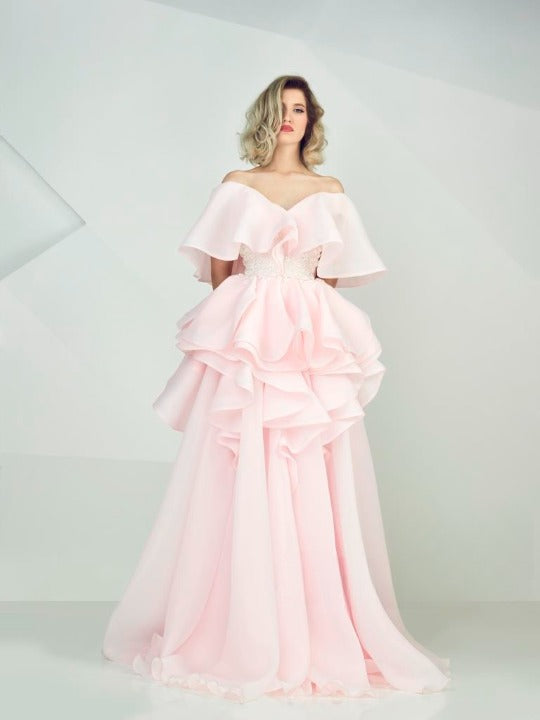 Gaby Charbachy GC 694 Off-Shoulder Crepe Dress - Rofial Beauty