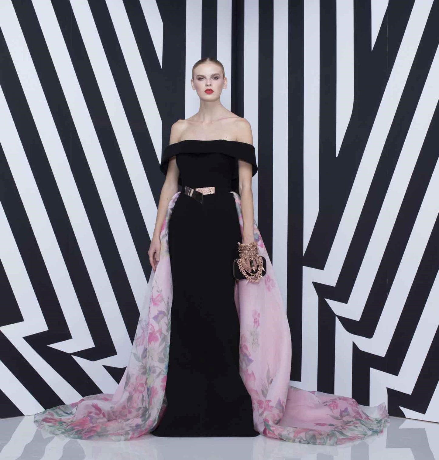 Pink Net Black Dress - Rofial Beauty