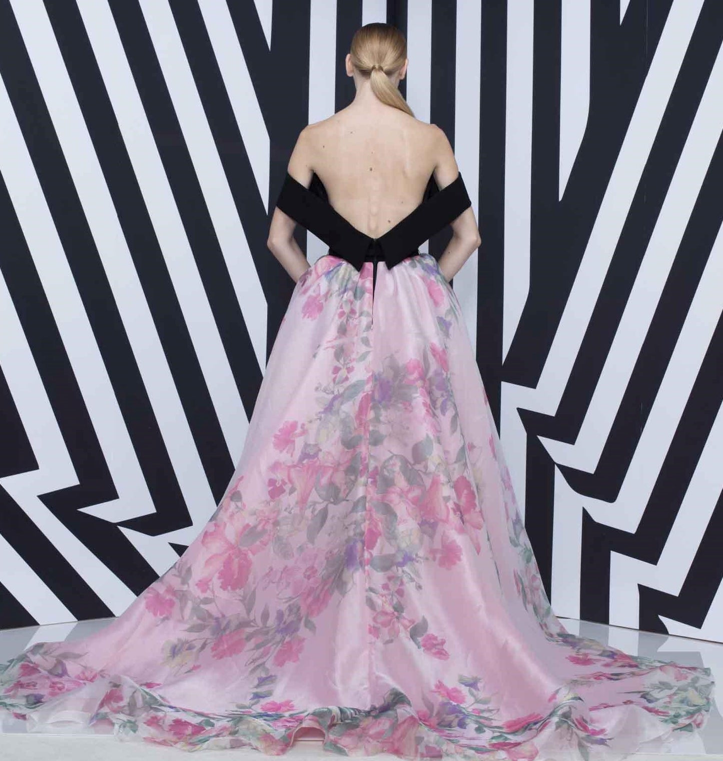 Pink Net Black Dress - Rofial Beauty