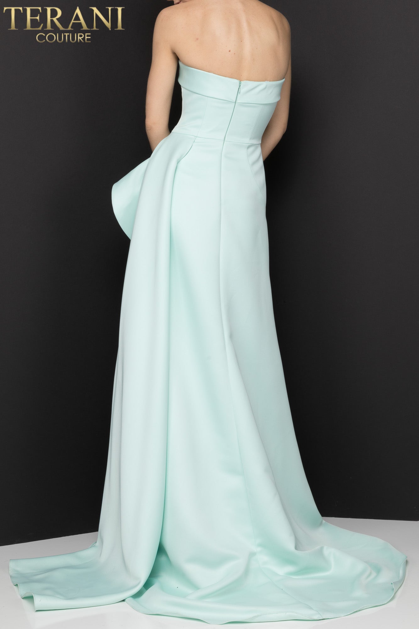 Strapless A-Line Evening Gown With A Cascading - Rofial Beauty