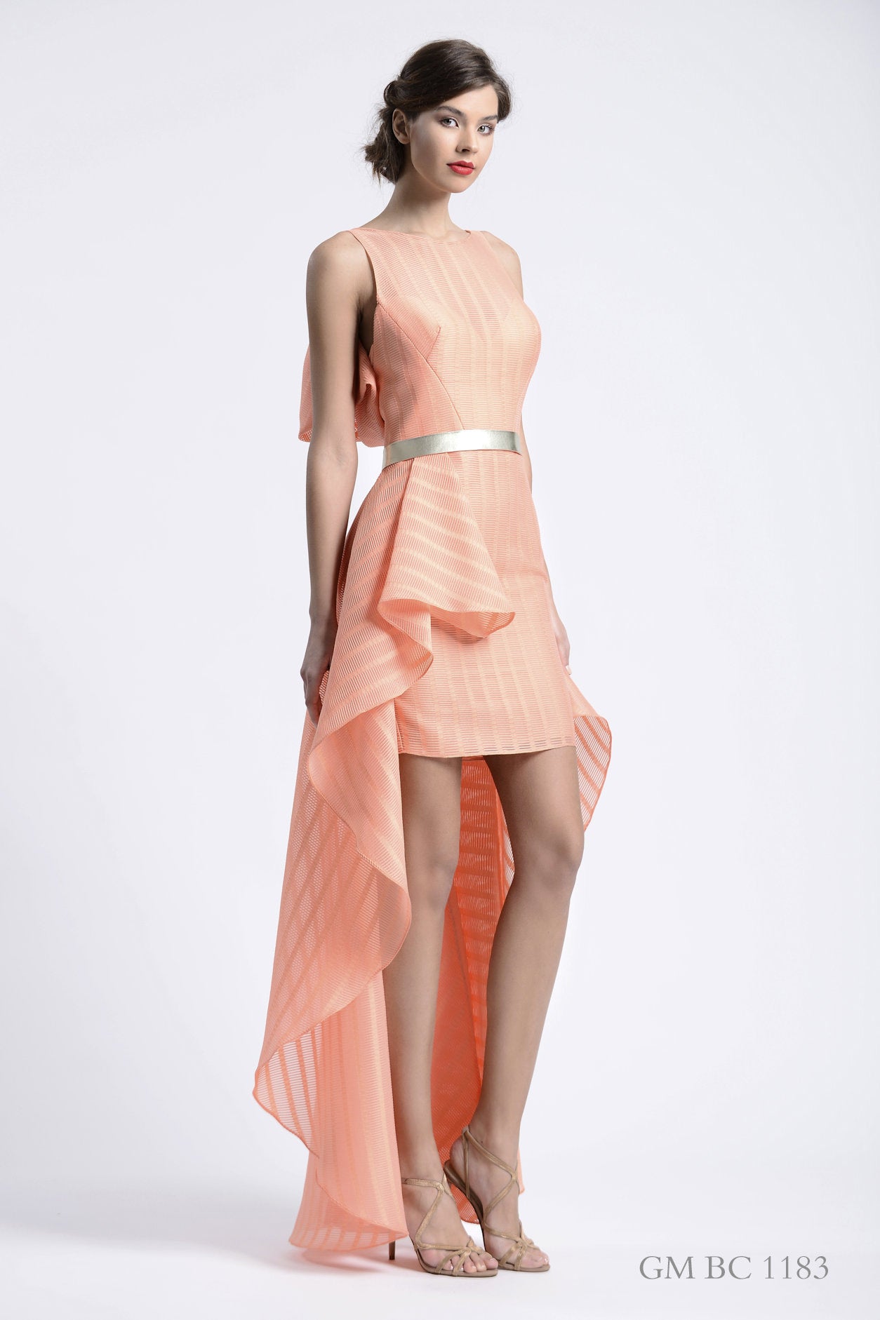 Gemy Maalouf Classy Peach Gown - Rofial Beauty