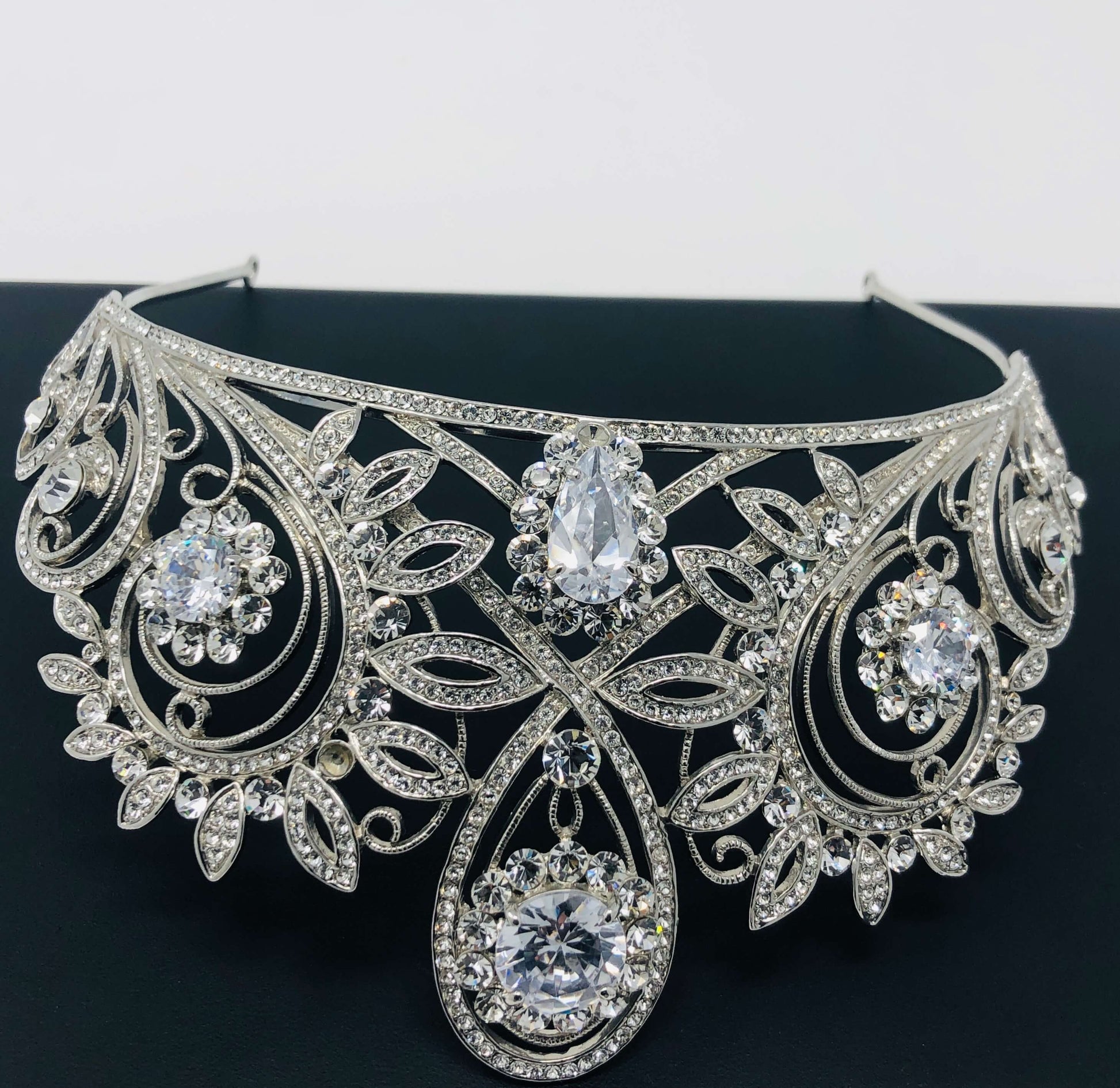 Wide Silver Tiara - Rofial Beauty