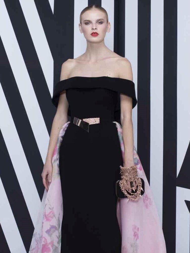 Pink Net Black Dress - Rofial Beauty