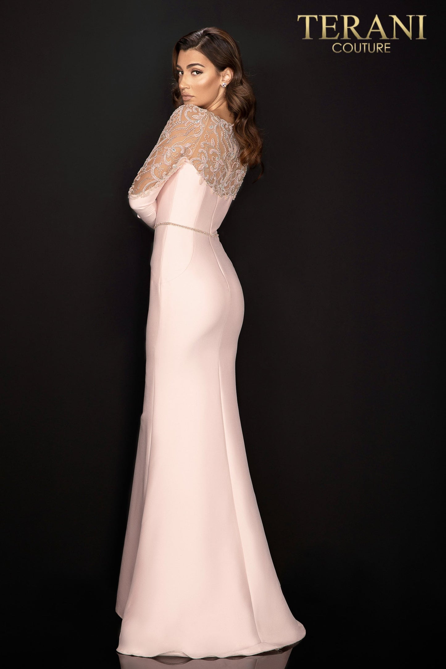 Long Sleeve Stretch Mikado Gown - Rofial Beauty