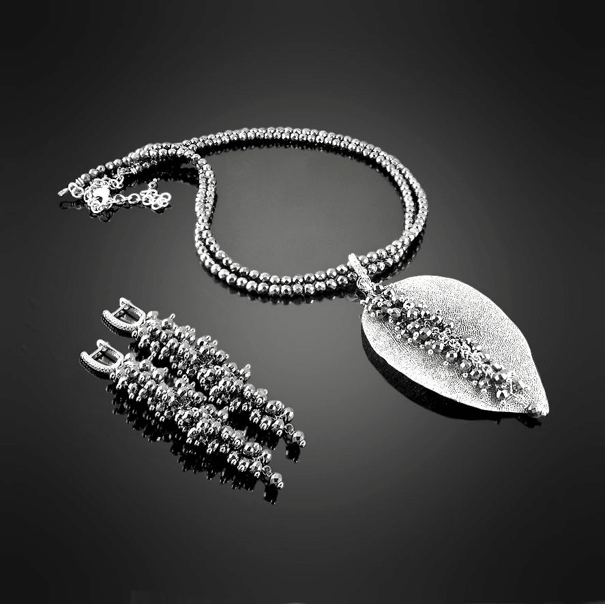 Silver Plated Handmade Leaf Set - Rofial Beauty