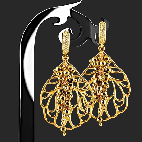Natural Hematite Leaf Earrings - Rofial Beauty