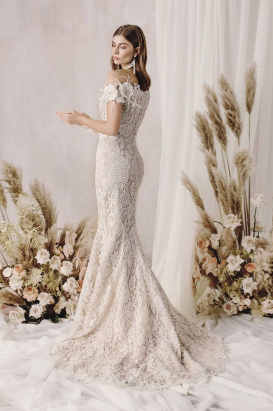 Back view of Ariamo Kaena Mermaid Gown - Rofial Beauty