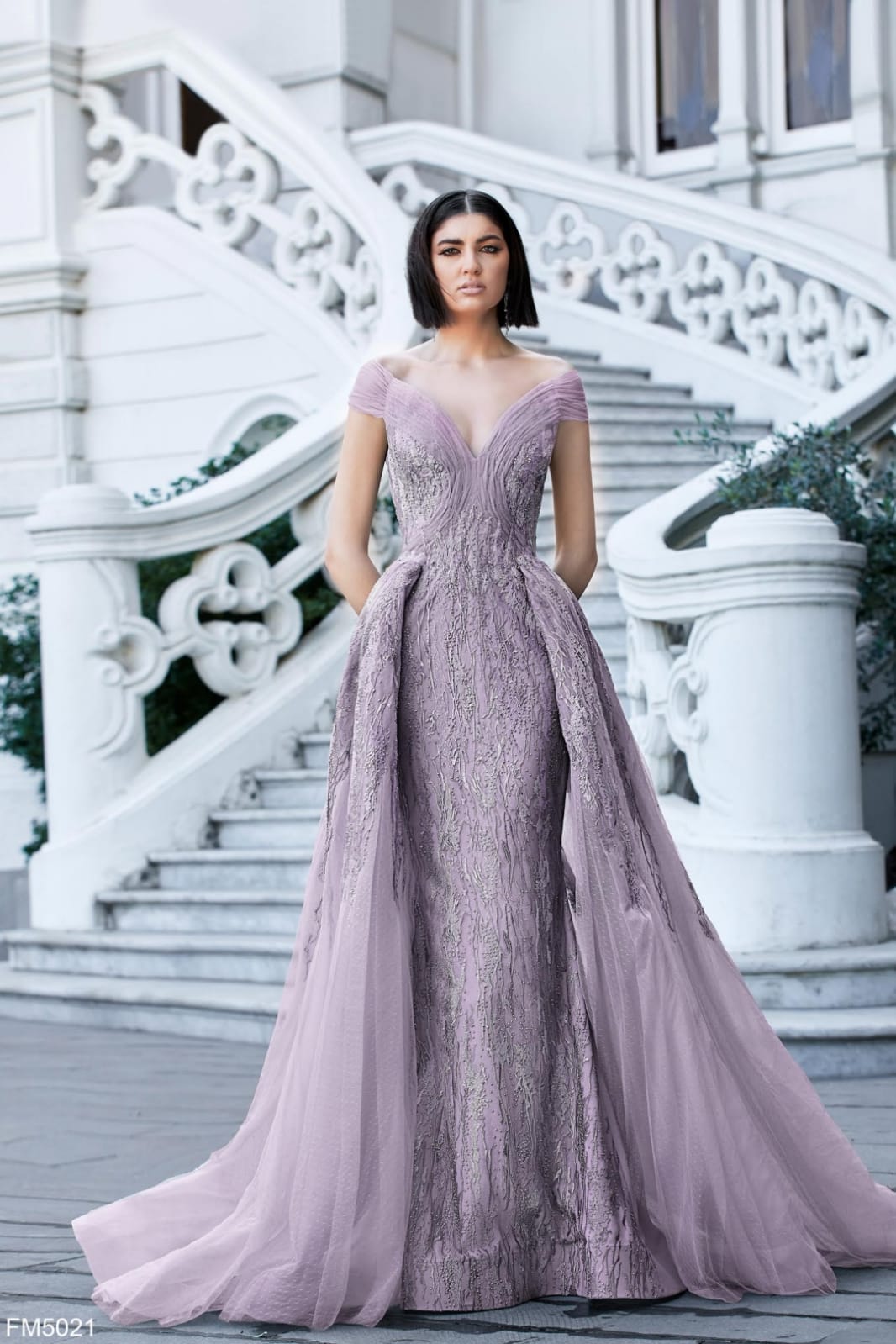 Lilac Azzure Couture FM5021 Dress on model - Rofial Beauty