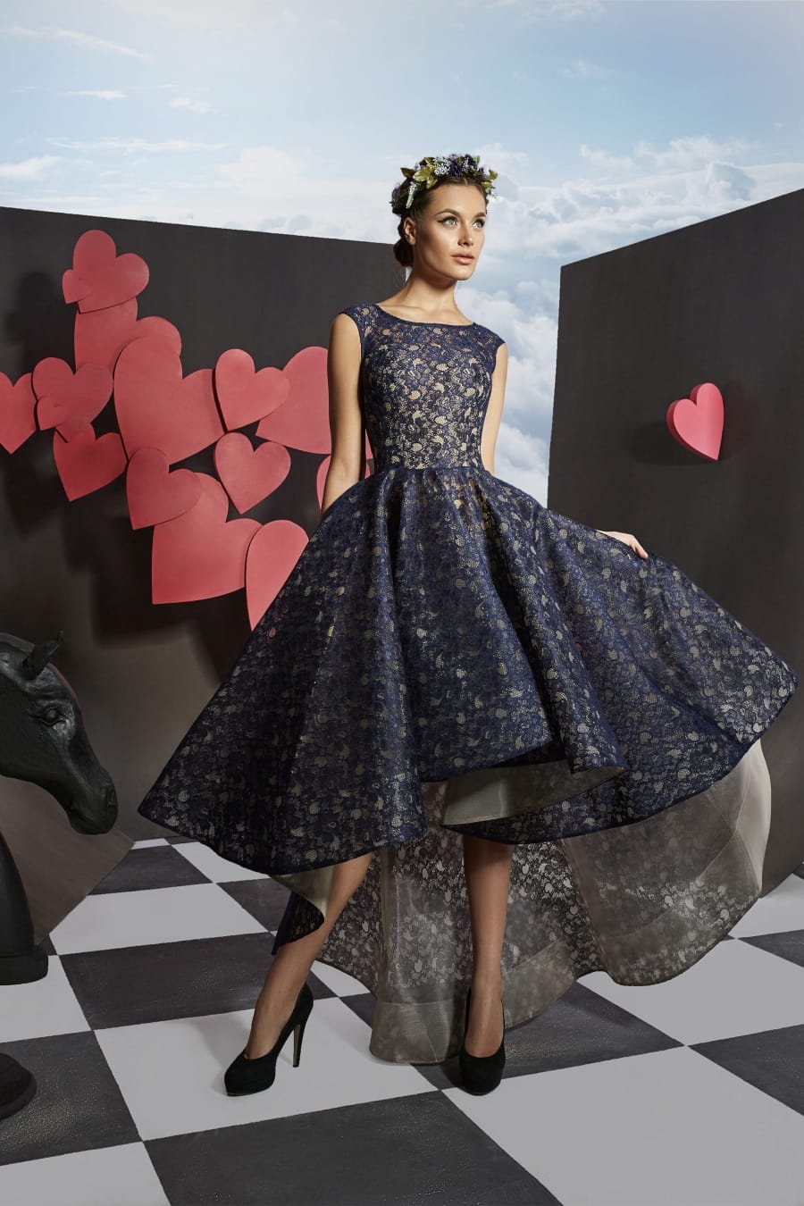 Ariamo Fergana Lacy Patterned Short Evening Prom Dress - Rofial Beauty