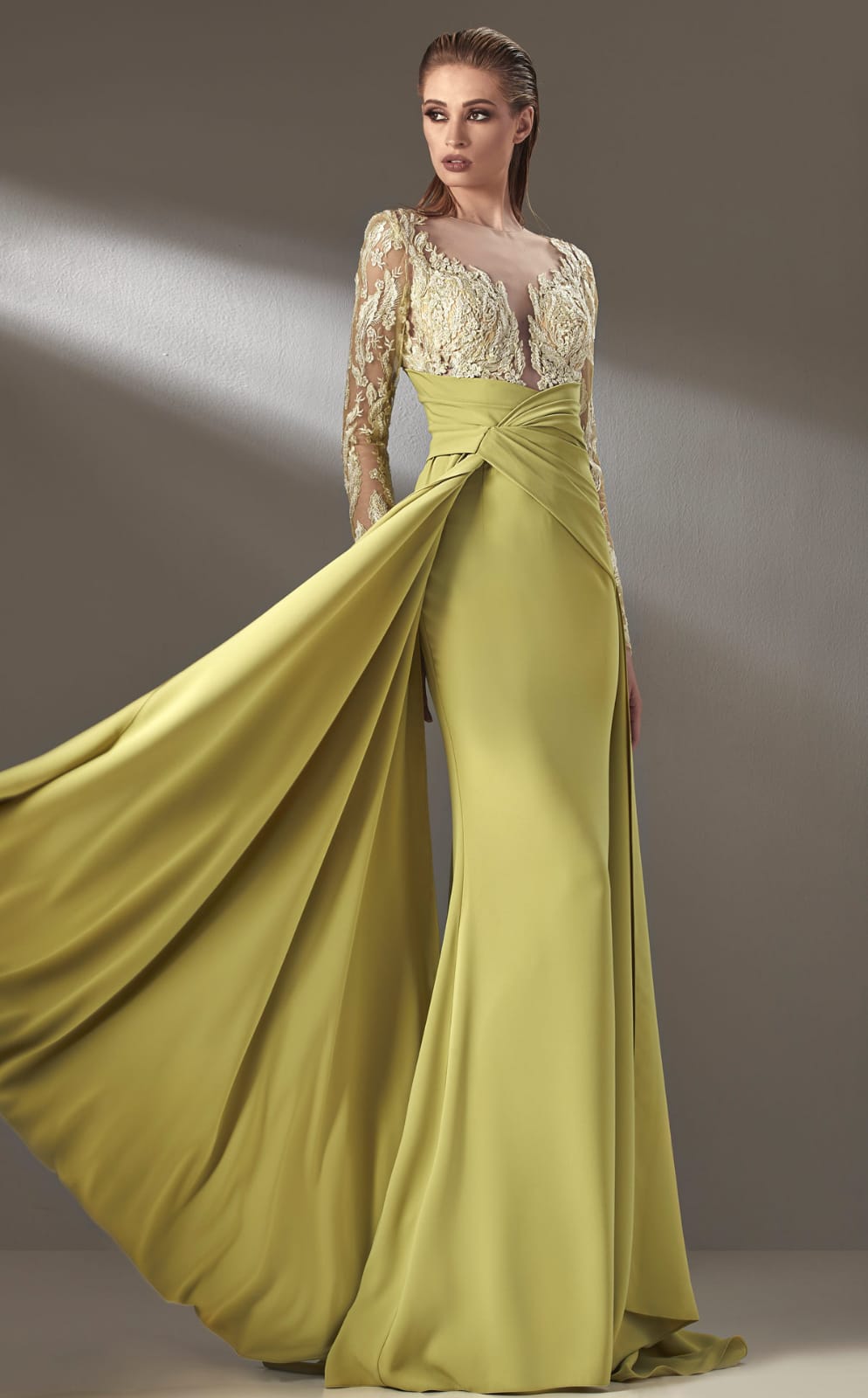 MNM Couture K3893 Long Sleeve Sheath Gown
