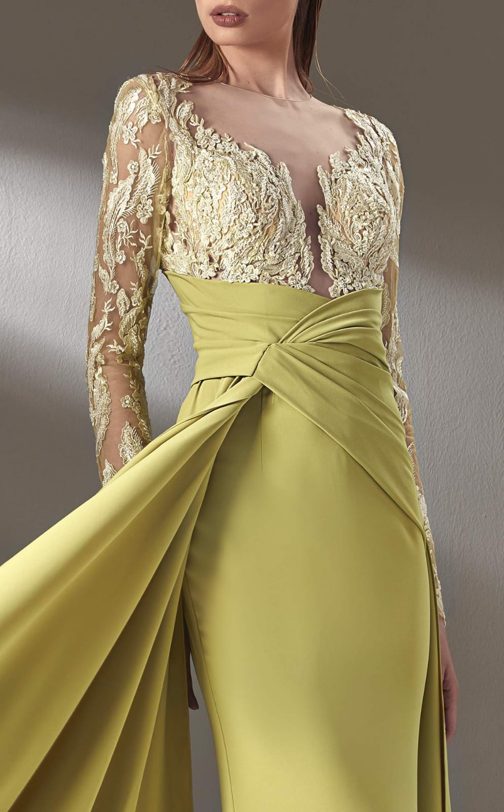 MNM Couture K3893 Long Sleeve Sheath Gown