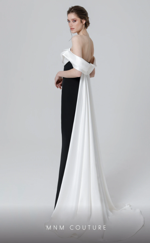 MNM Couture N0456 Draped Off-Shoulder Straps Dress