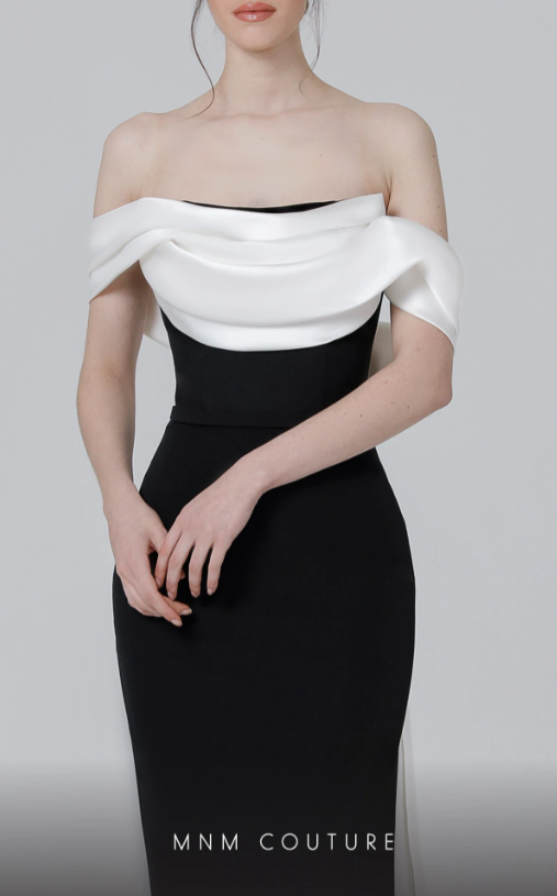 MNM Couture N0456 Draped Off-Shoulder Straps Dress