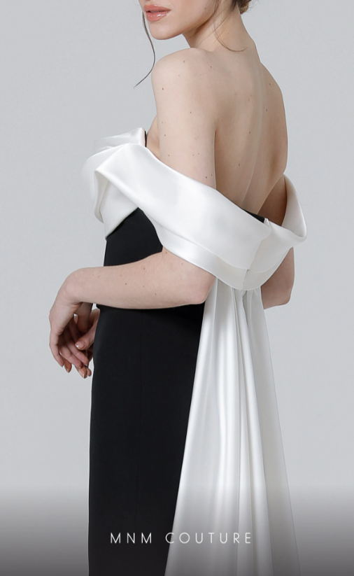MNM Couture N0456 Draped Off-Shoulder Straps Dress