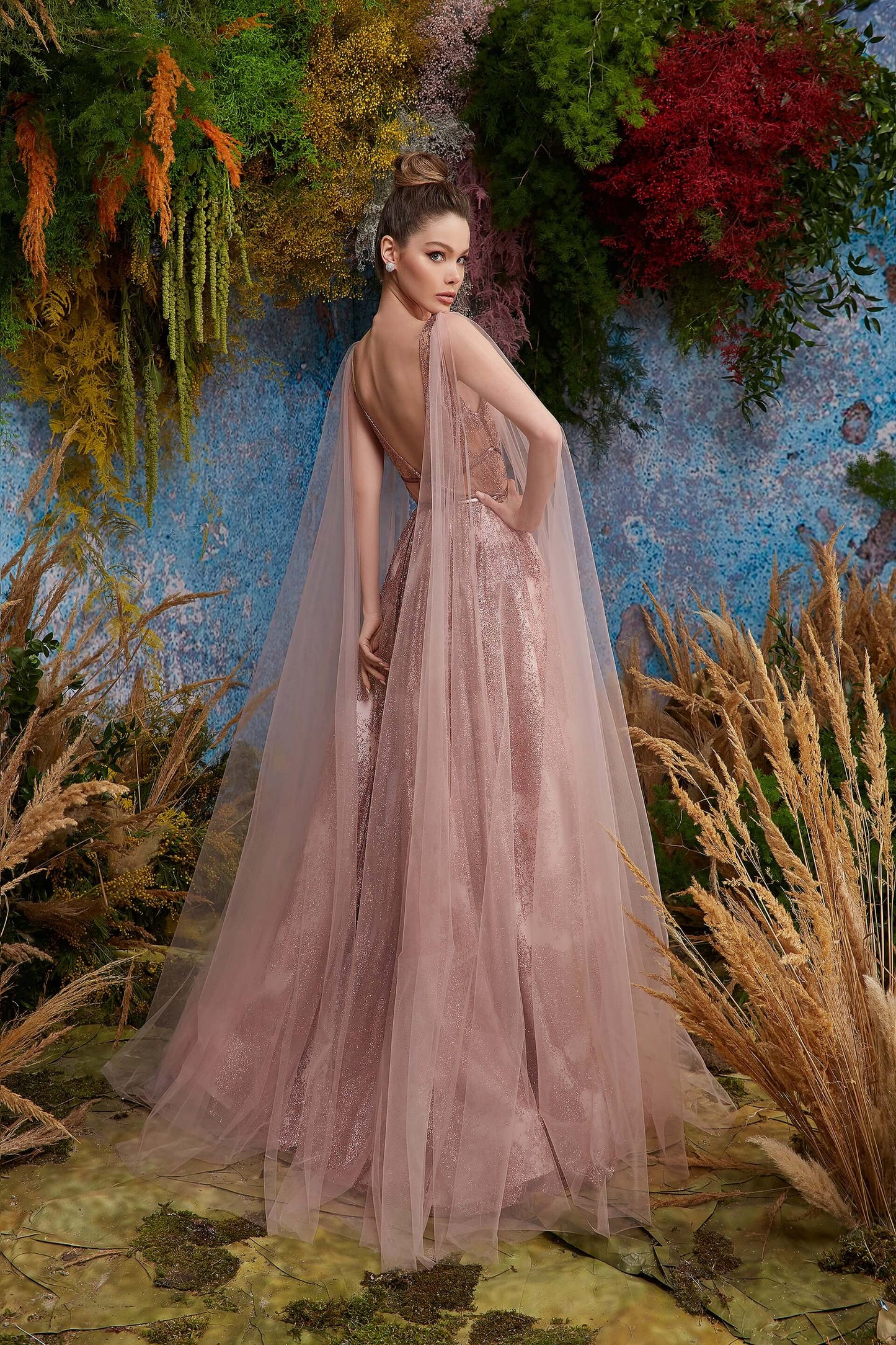 Back View of Pink Olyamak Penelopa Dress - Rofial Beauty