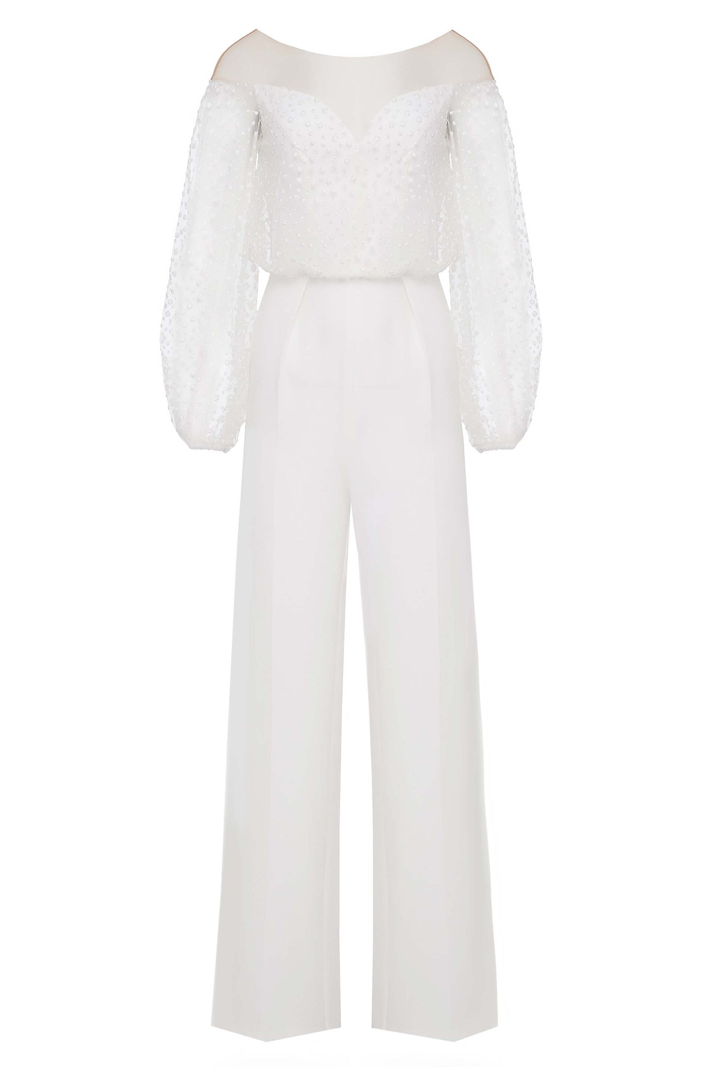 Helena-White-Jumpsuit-Unusual-Elegance-Sophistication-Detail-View - Rofial Beauty