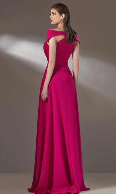 MNM Couture K3894 Elegant Off-Shoulder Pink Dress