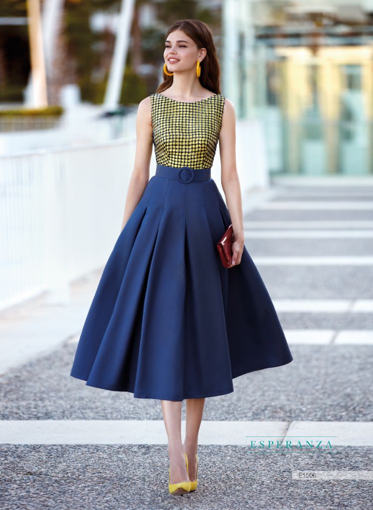 HigarNovias E1506 Boatneck Sleeveless Vintage Tea Dress