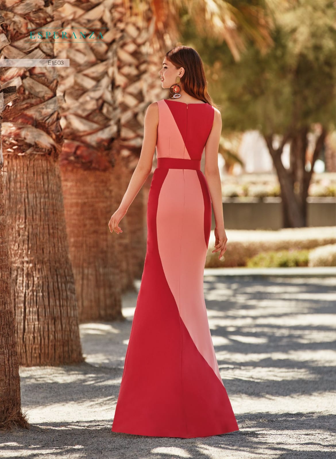 HigarNovias E1503 Red & Peach Yin Yang Dress
