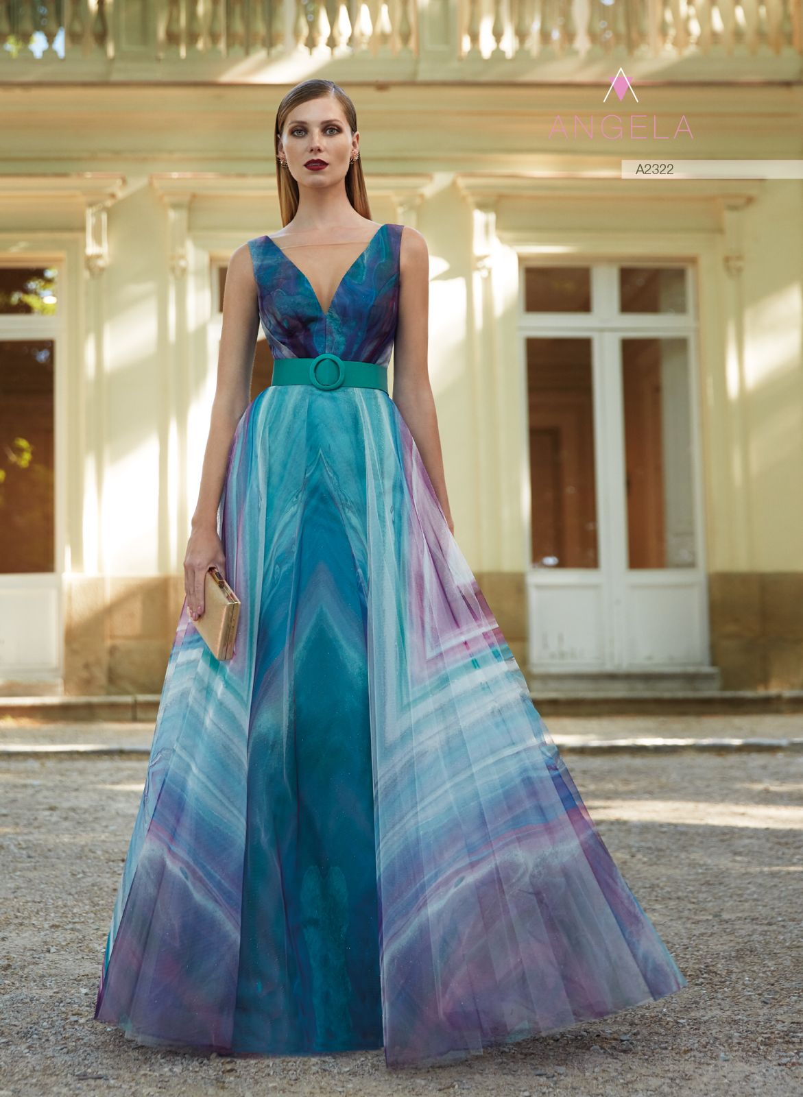 HigarNovias A2322 Ocean Shadow Colorful Guest Gown