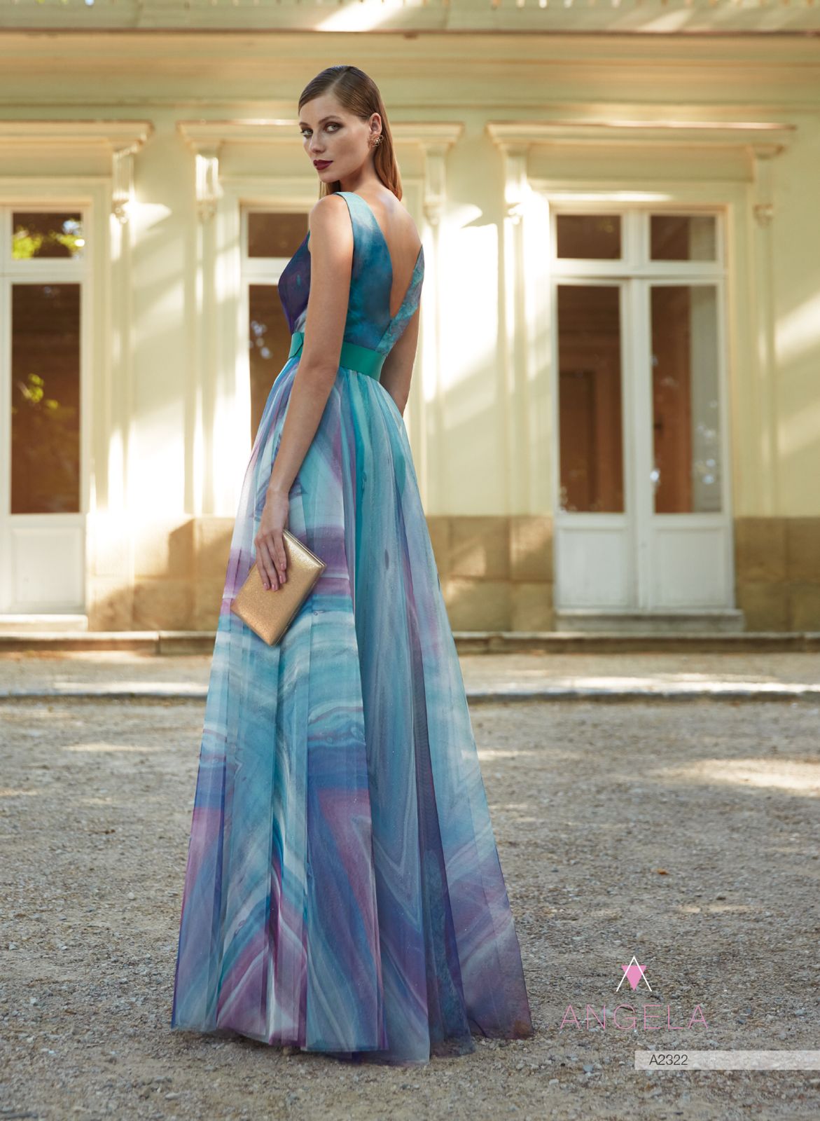 HigarNovias A2322 Ocean Shadow Colorful Guest Gown