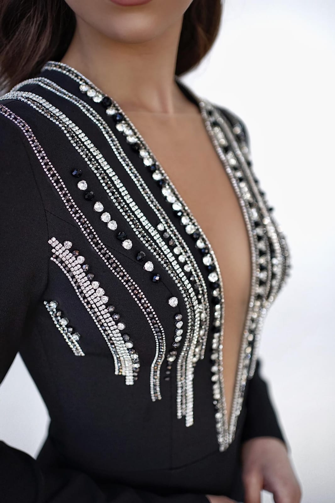 Olyamak Jackie Long Sleeves Crystal Beaded Occasional Gown